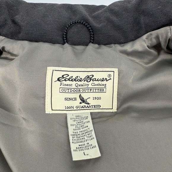 Eddie Bauer Mens Goose‎ Down Vest Puffer Charcoal Gray Outdoor Large - Picture 4 of 7